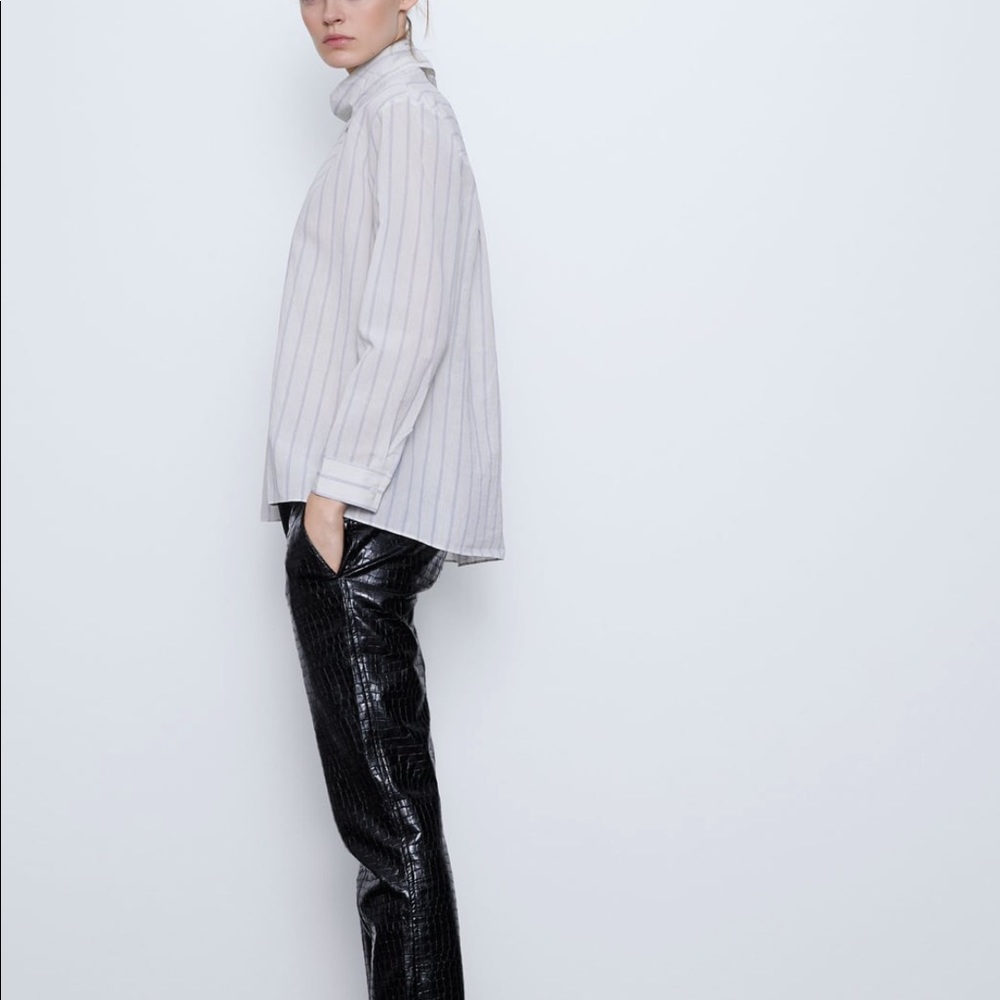 Zara striped poplin shirt, front pleated - Picture 4 of 10